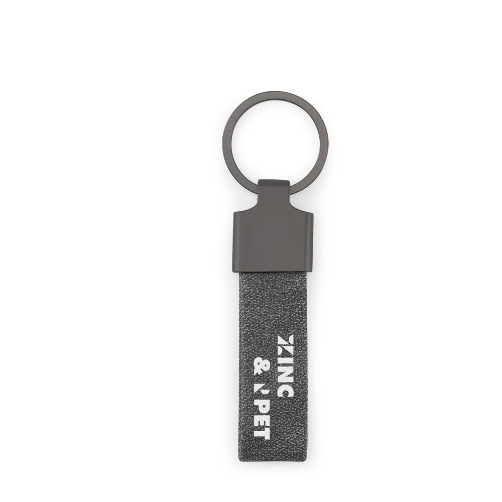 Porte-clés de forme rectangulaire en métal et pet recyclé (30% recyclé)