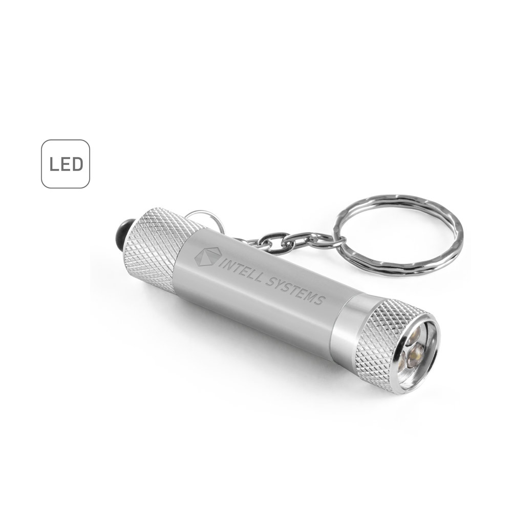 Porte-clés en aluminium (92 % recyclé) avec lampe de poche LED à 3 lumières