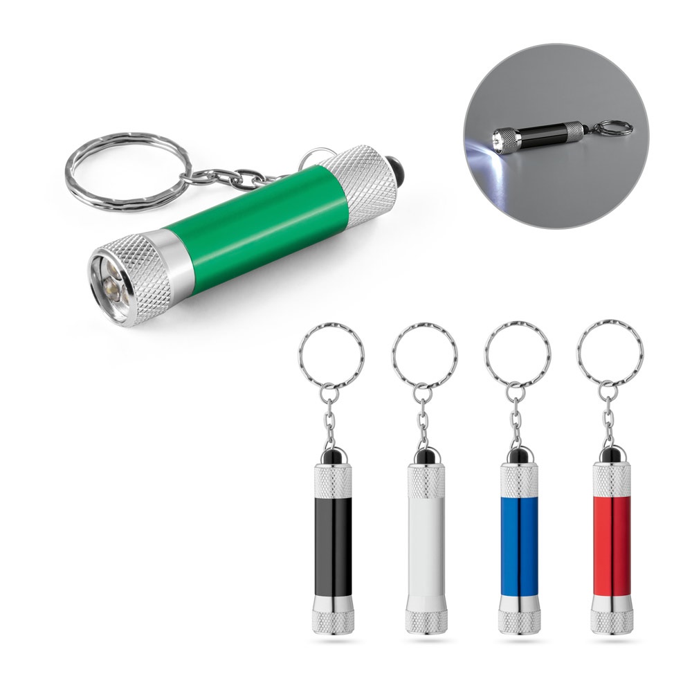 Porte-clés en aluminium (92 % recyclé) avec lampe de poche LED à 3 lumières