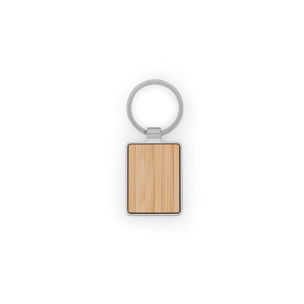 Porte-clés rectangulaire en zinc et bambou