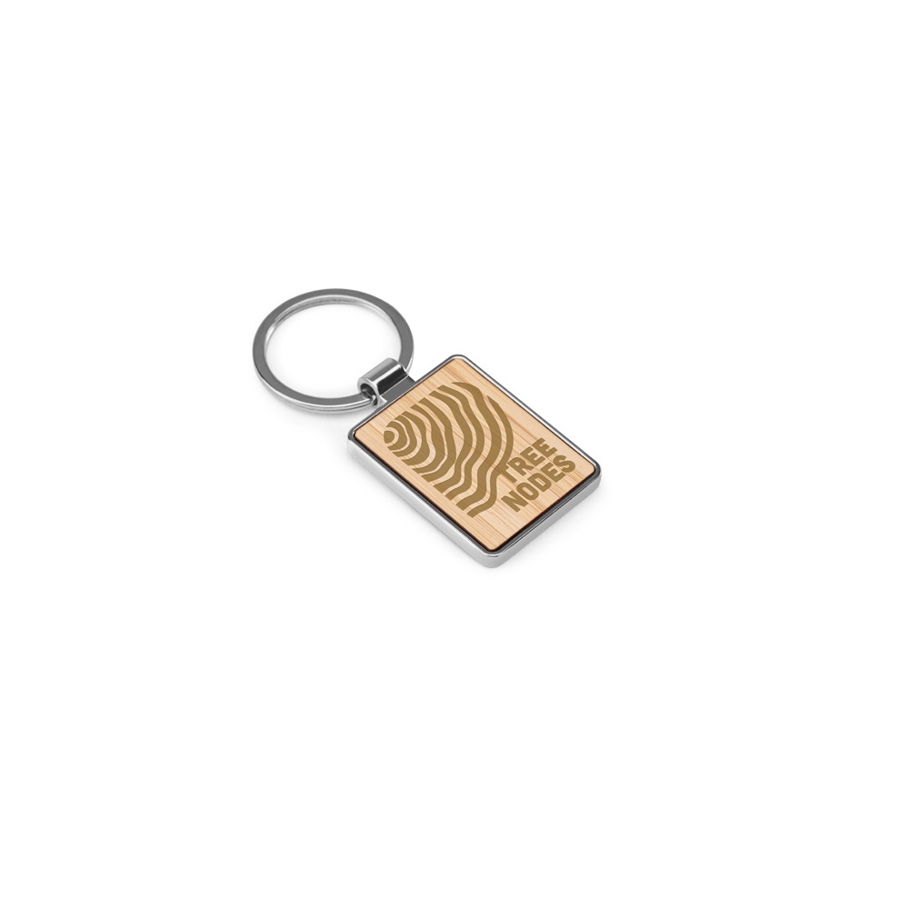 Porte-clés rectangulaire en zinc et bambou