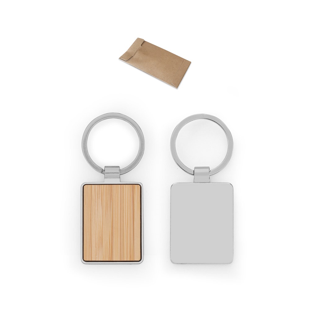 Porte-clés rectangulaire en zinc et bambou