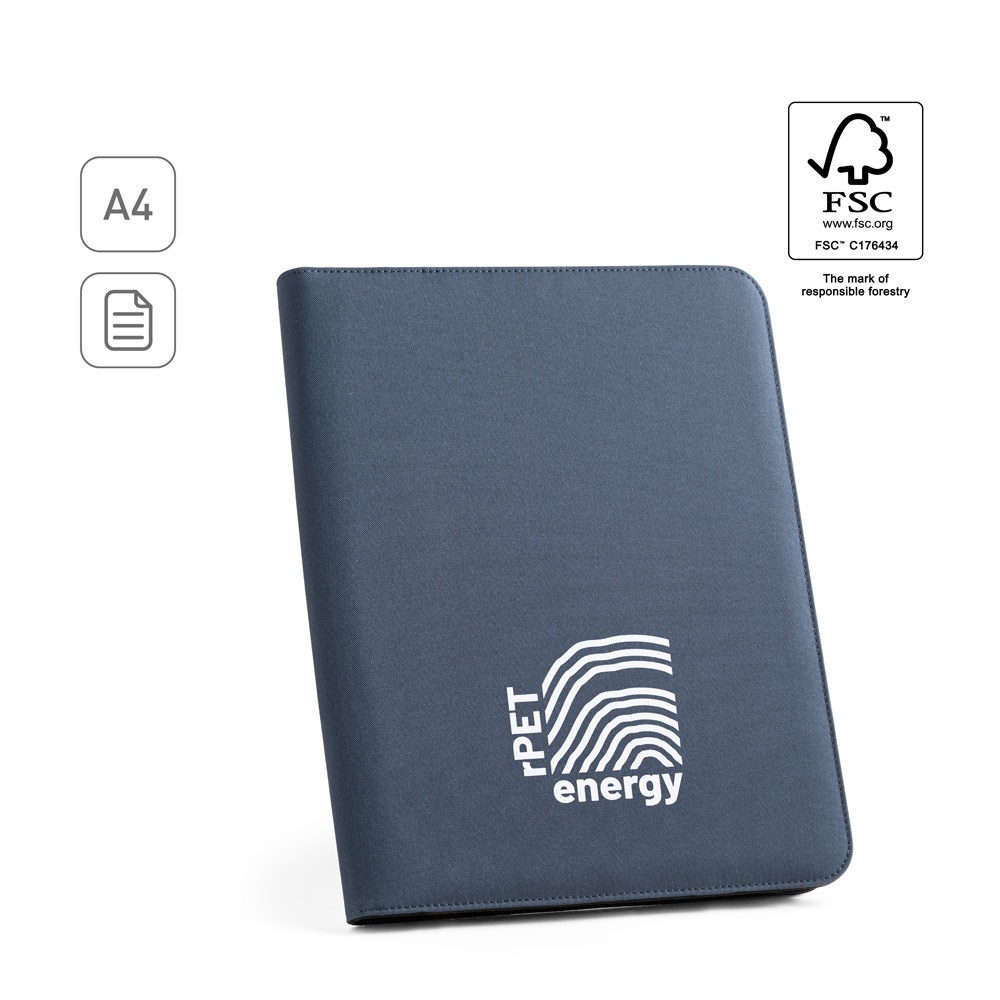 Porte documents A4 en 300D polyester recyclé (100% rPET) avec fermeture éclair