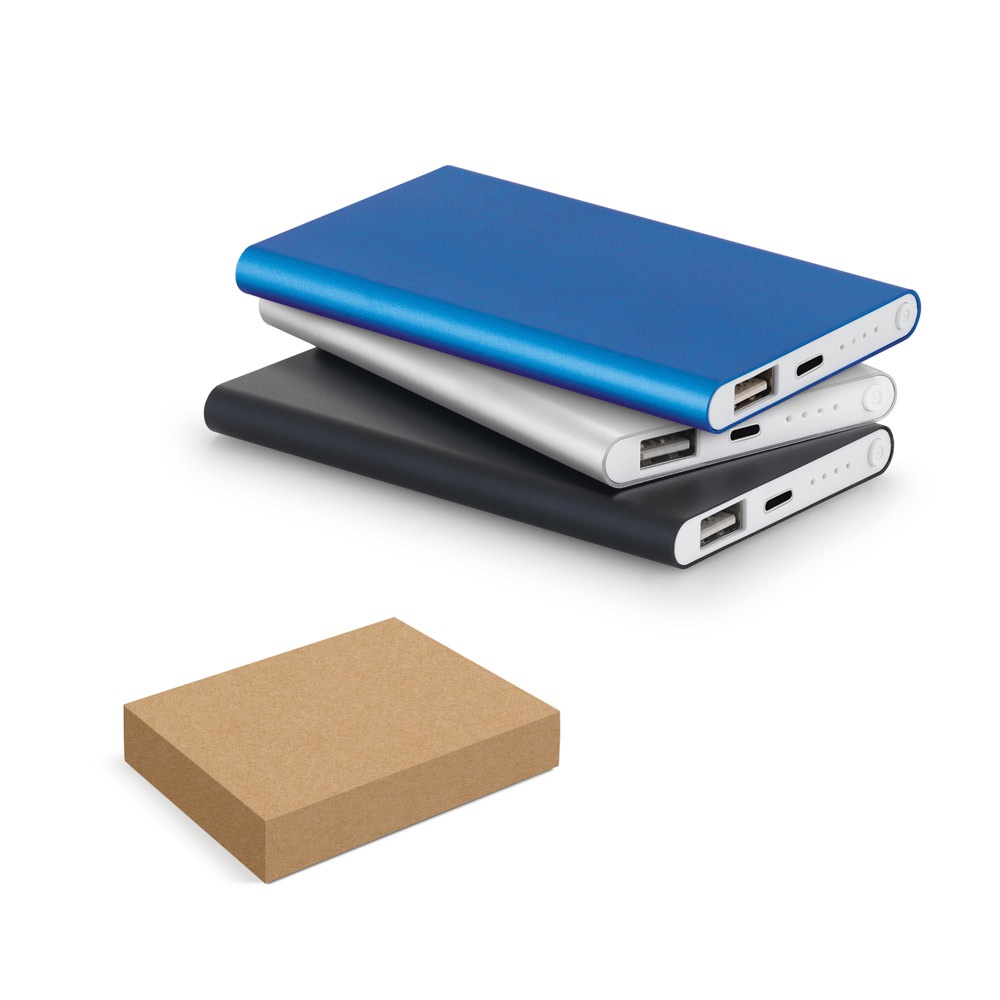 Power bank Slim de 4 000 mAh en ABS recyclé (70 % rABS) et aluminium recyclé (30 % rAL)