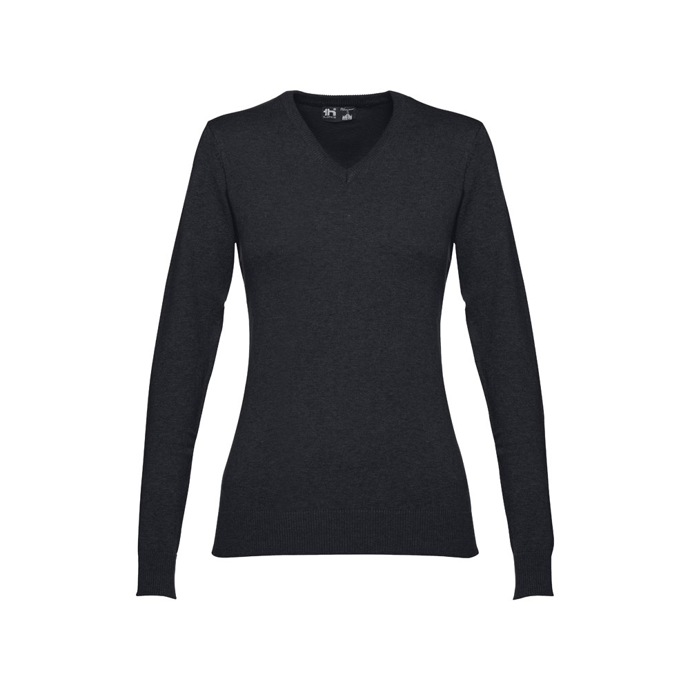 Pull à col V pour femmes en coton et polyamide