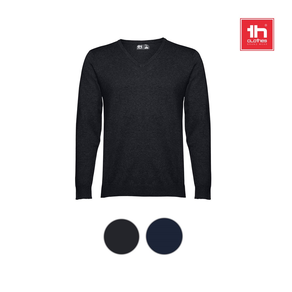 Pull col V pour homme en coton et polyamide