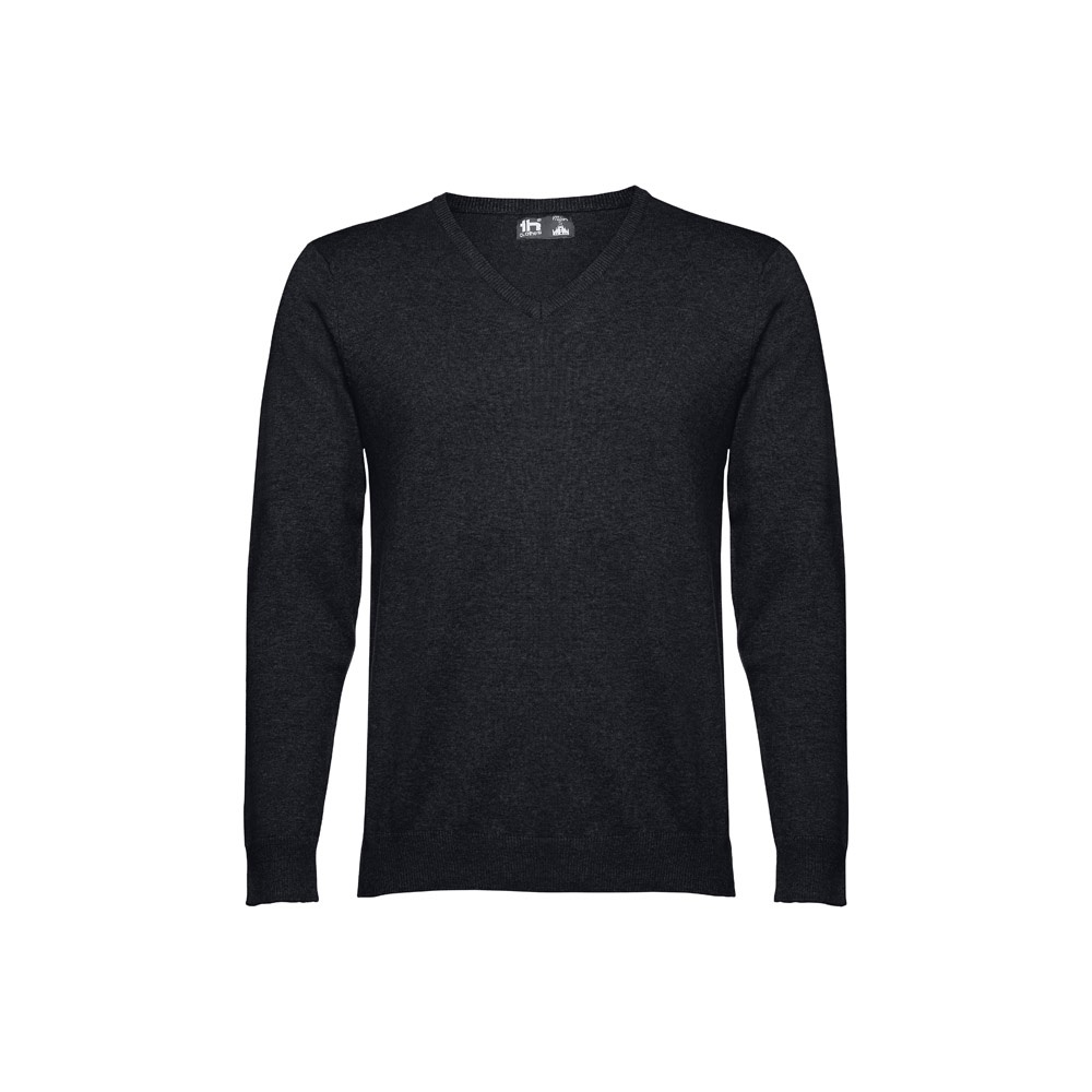 Pull col V pour homme en coton et polyamide