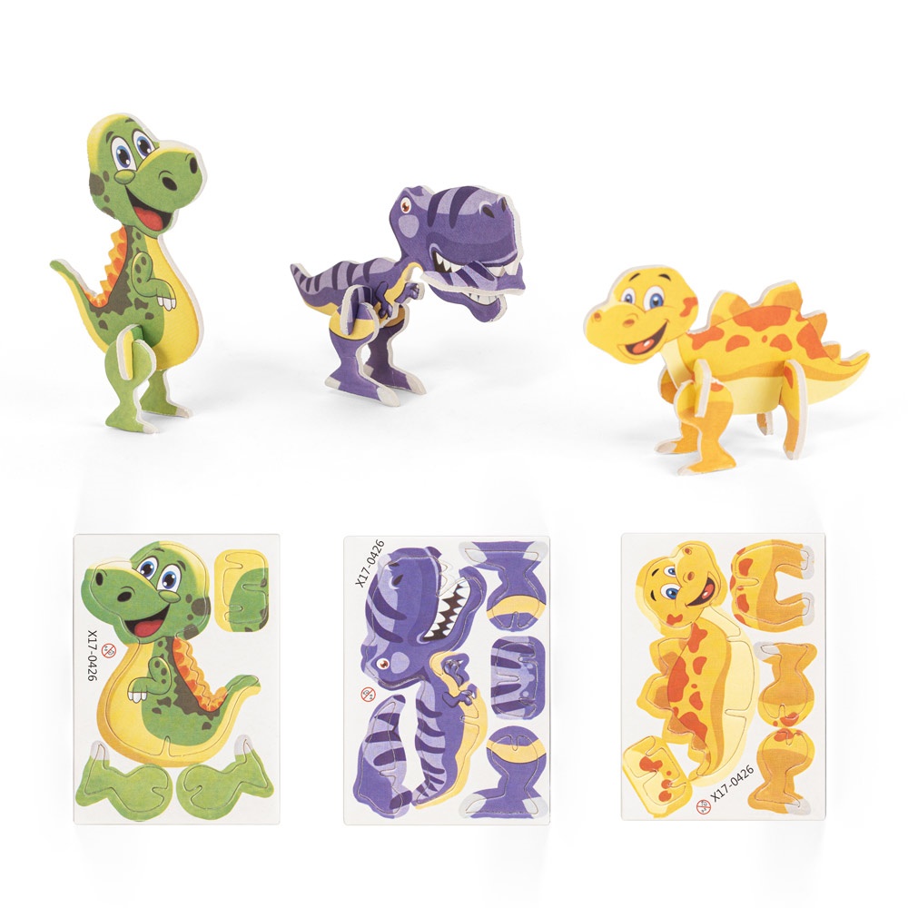 Puzzle 3D en papier en forme de dinosaure
