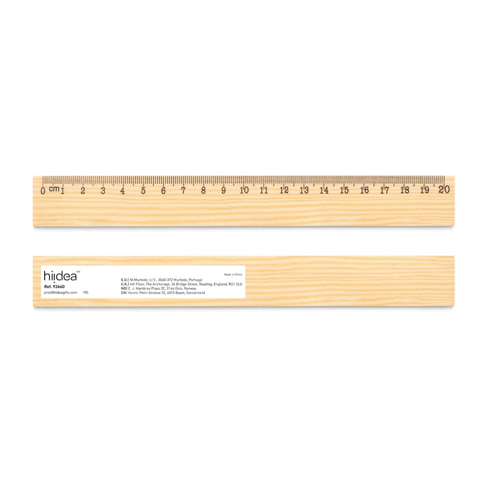 Règle en bois de pin avec échelle graduée de 20 cm