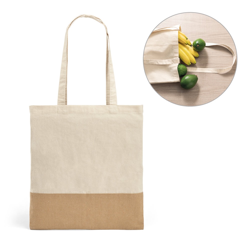 Sac 100% coton (160 g/m²) avec détails en imitation jute