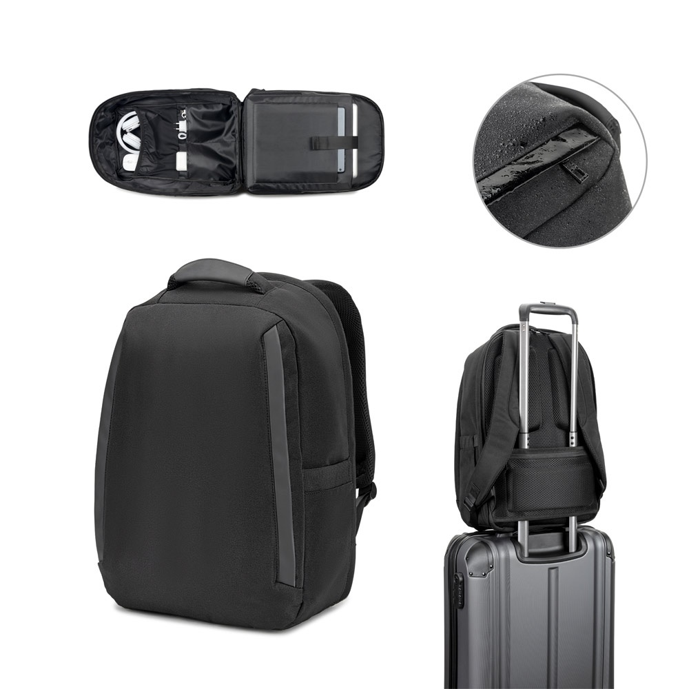 Sac à dos antivol, en twill avec revêtement hydrofuge et polyester recyclé haute densité 600D, pour ordinateur portable de 17. 3"