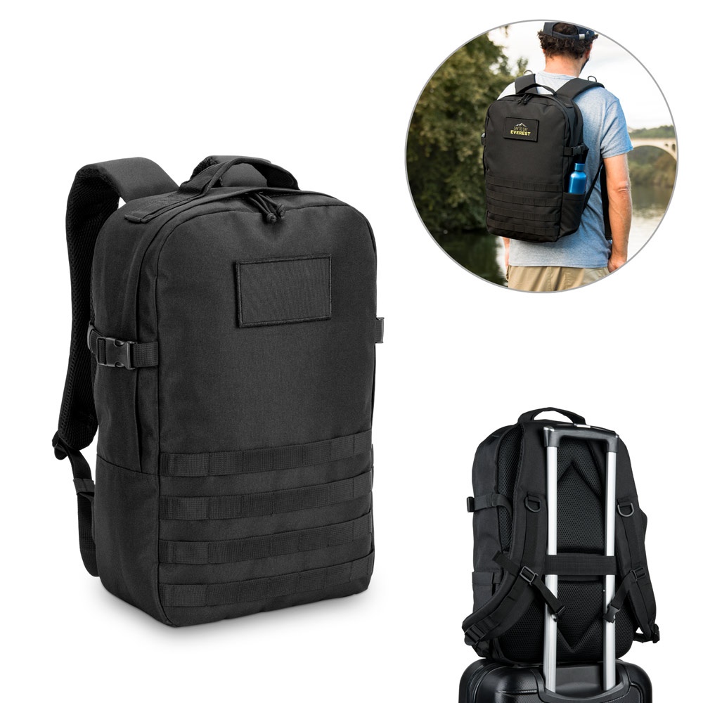 Sac à dos de style militaire en 600D, polyester recyclé haute densité et doublure en polyester recyclé 210D, 17'3'