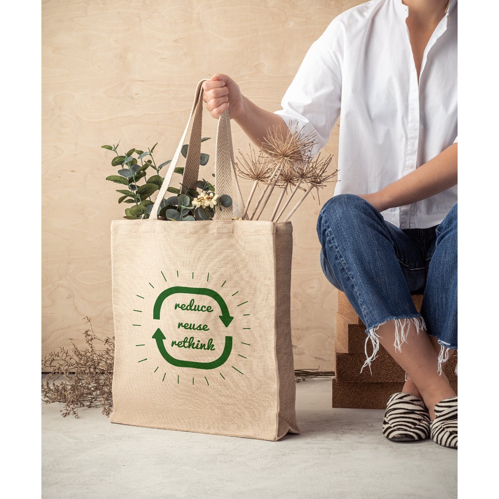 Sac à dos en juco (275 g/m²) 100% coton (120 g/m²) avec poche intérieure