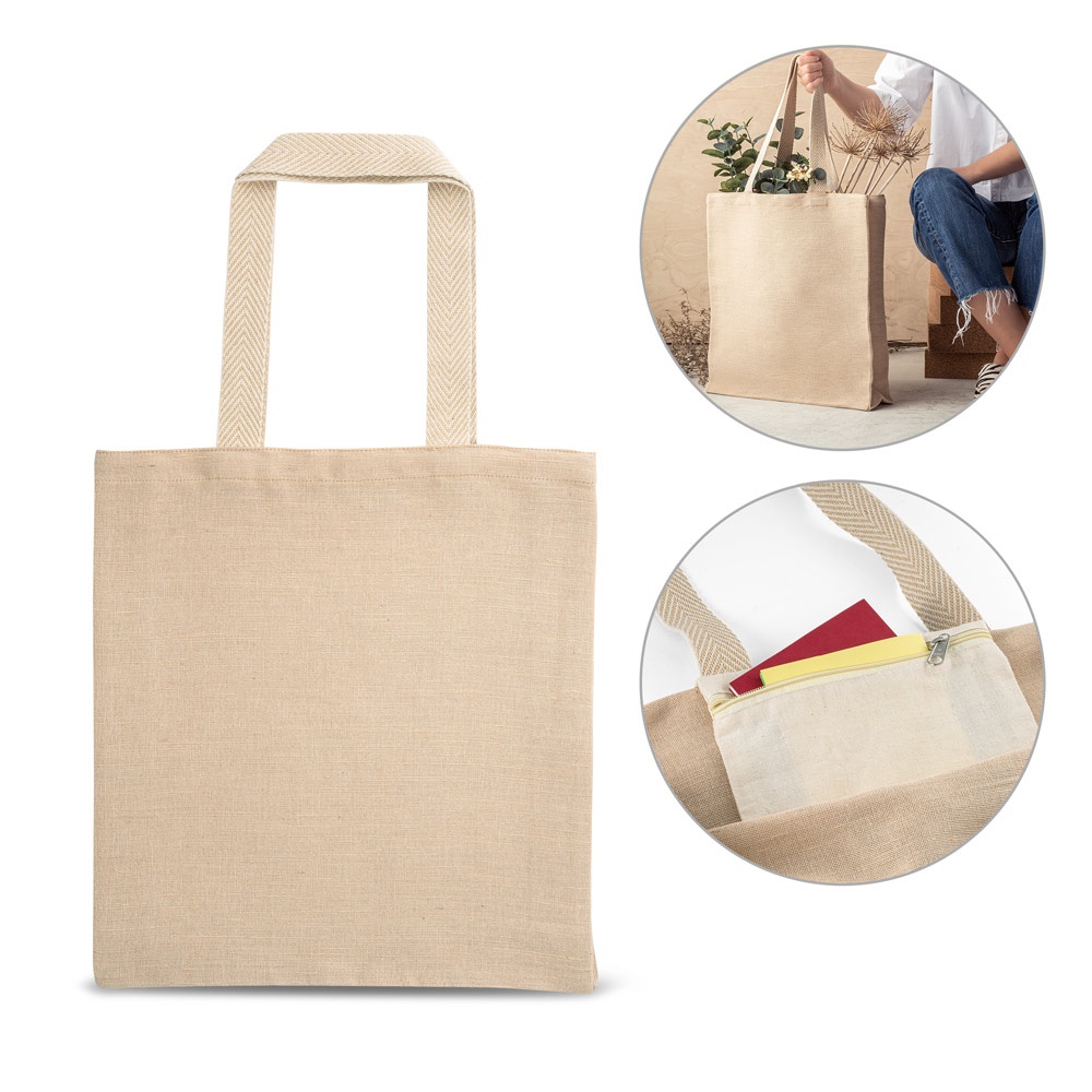Sac à dos en juco (275 g/m²) 100% coton (120 g/m²) avec poche intérieure