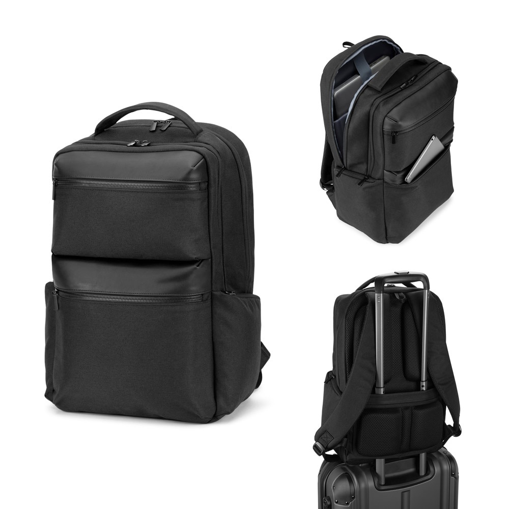 Sac à dos en sergé recyclé et déperlant avec deux grandes poches avant 17'3"