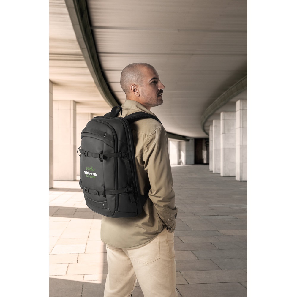 Sac à dos pour ordinateur portable en polyester recyclé haute densité 900D, avec revêtement imperméable et doublure en polyester recyclé 210D 17'3"