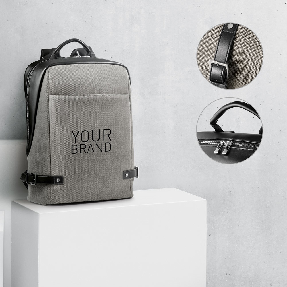Sac à dos pour ordinateur portable jusqu'à 15.6'' en tissu et PU