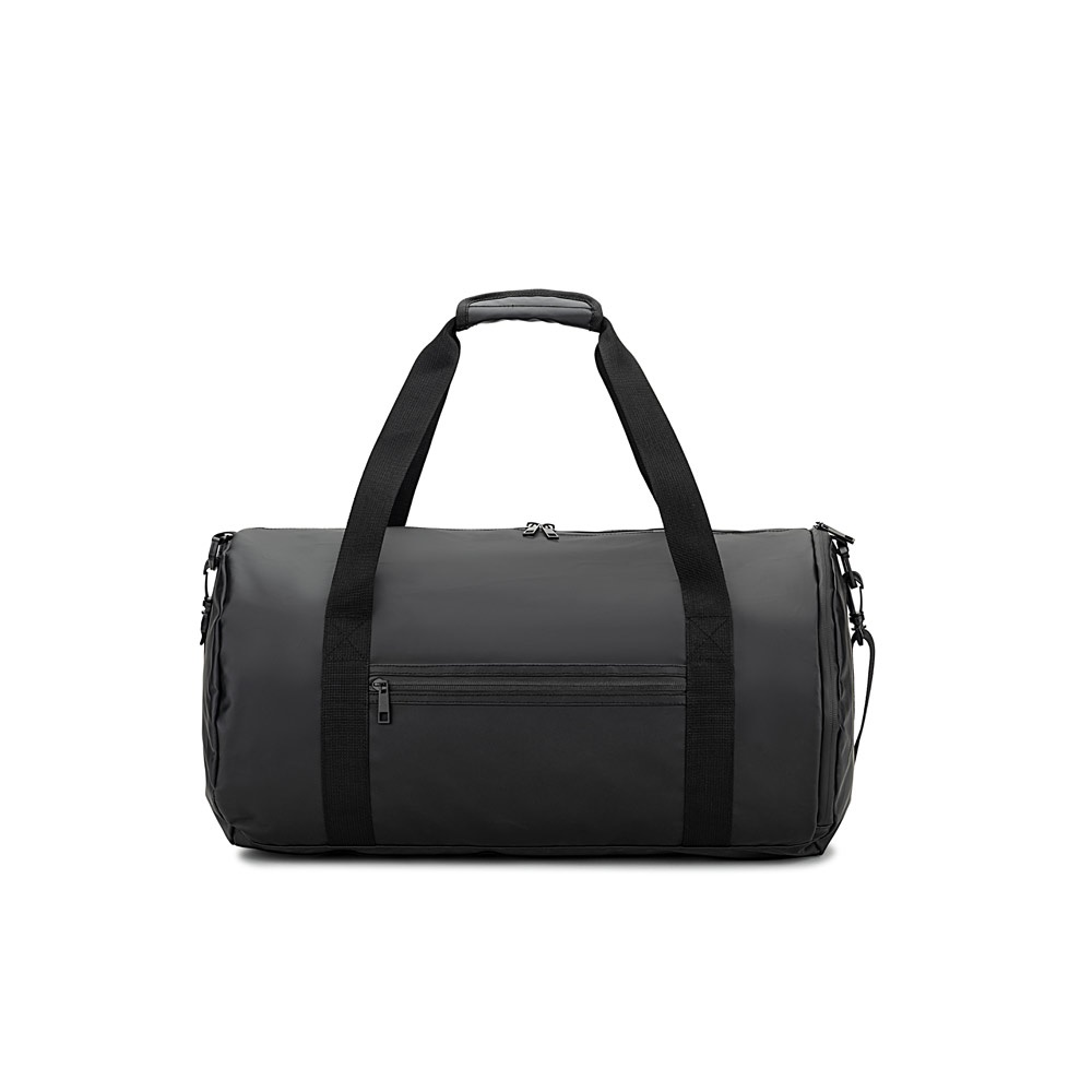 Sac de sport cylindrique en polyester recyclé haute densité 600D avec compartiment latéral pour les chaussures