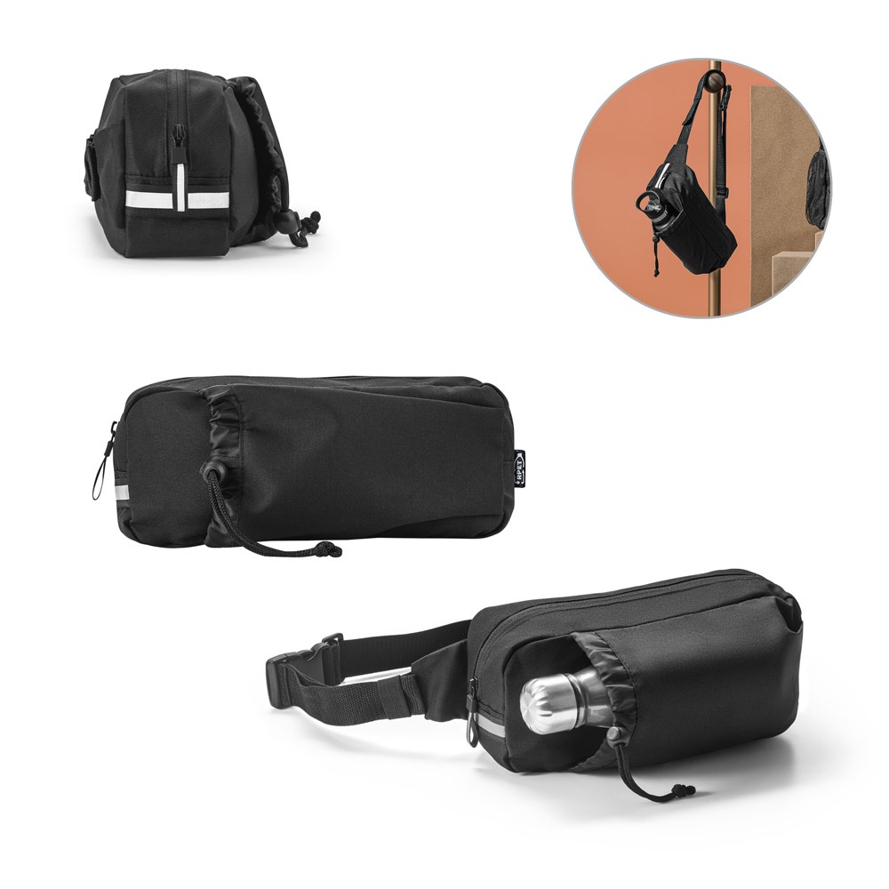 Sac de taille en 300D polyester recyclé et 600D polyester recyclé avec éléments réfléchissants