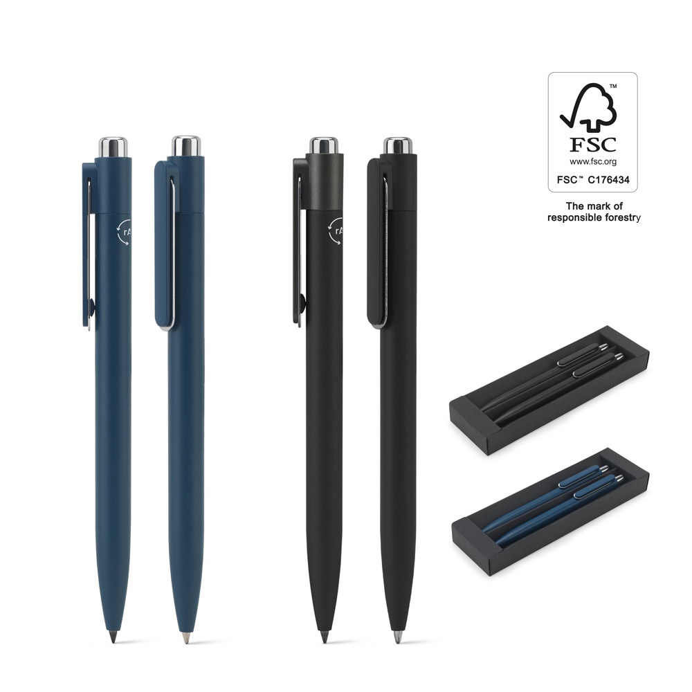 Set composé d'un stylo à bille et d'un stylo sans encre, tous deux en aluminium (94% recyclé)