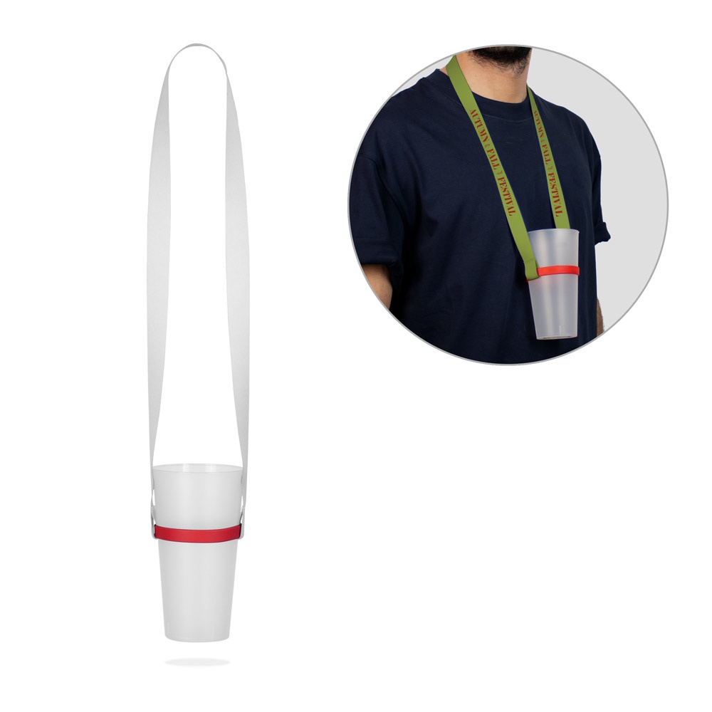 SET Lanière SUBLIMATION Long II (20 mm) Duo en polyester recyclé (100 % rPET) avec porte-gobelets en silicone