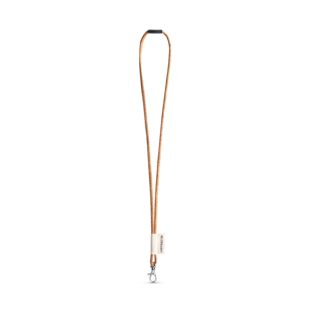 SET Lanyard CORK Long (Ø 5 mm) avec mousqueton à déclenchement de 9 mm et fermoir de sécurité Ø 5 mm