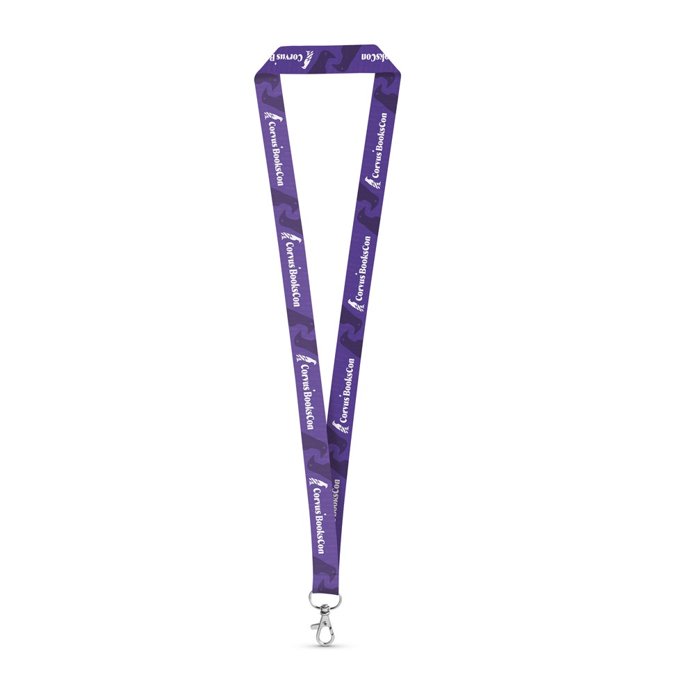 SET Lanyard SUBLIMATION Long II (20 mm) en polyester recyclé (100 % rPET) avec mousqueton à porte de 20 mm