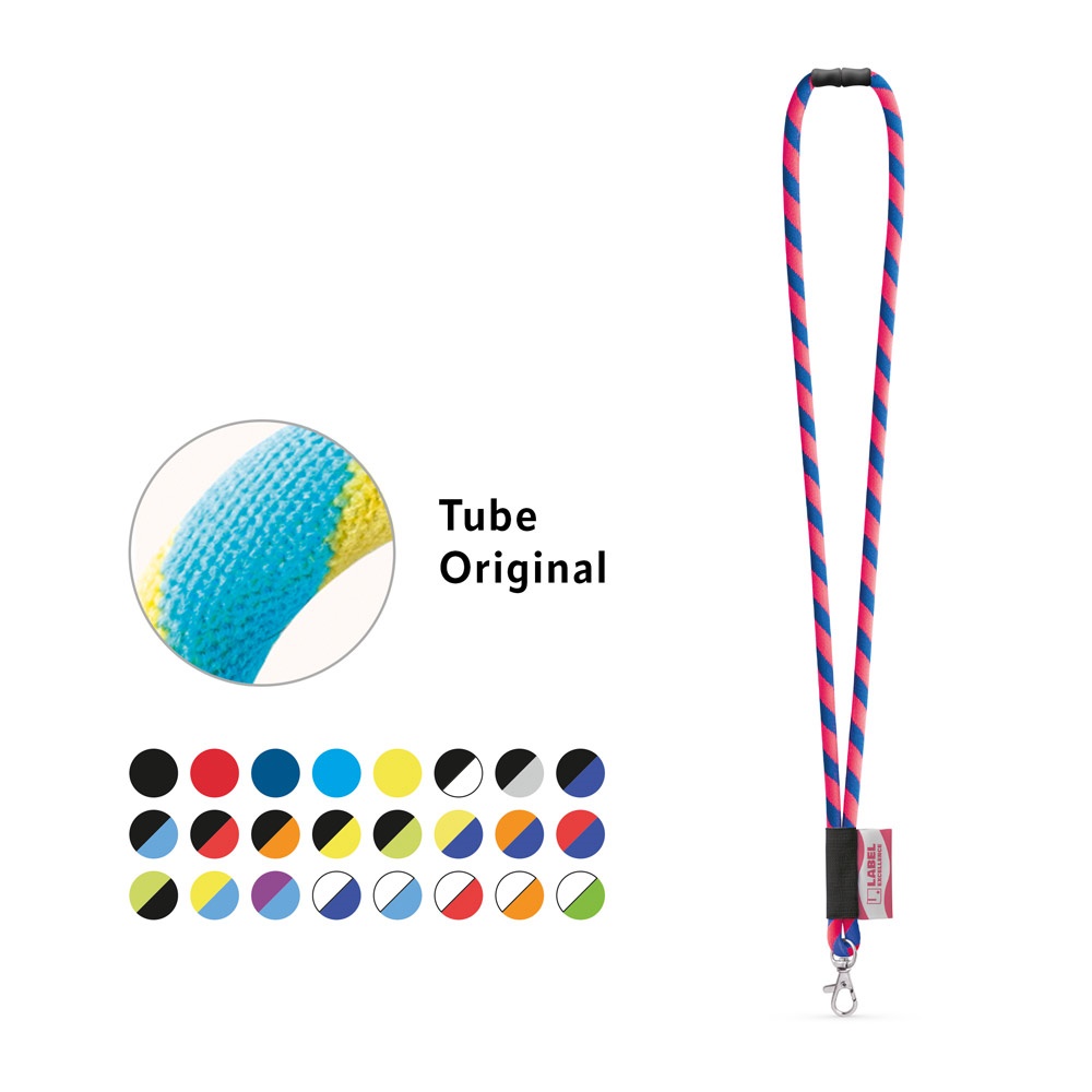 SET Lanyard TUBE Long (Ø 7 mm) avec mousqueton à porte de 9 mm et fermoir de sécurité Ø 7 mm