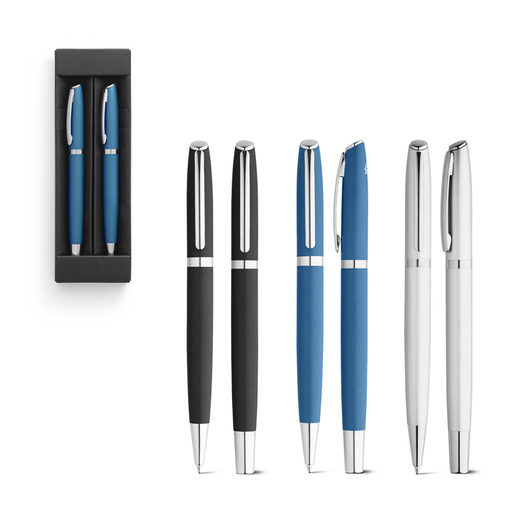 Set rollet et stylo bille avec corps en aluminium recyclé (100% rAL)