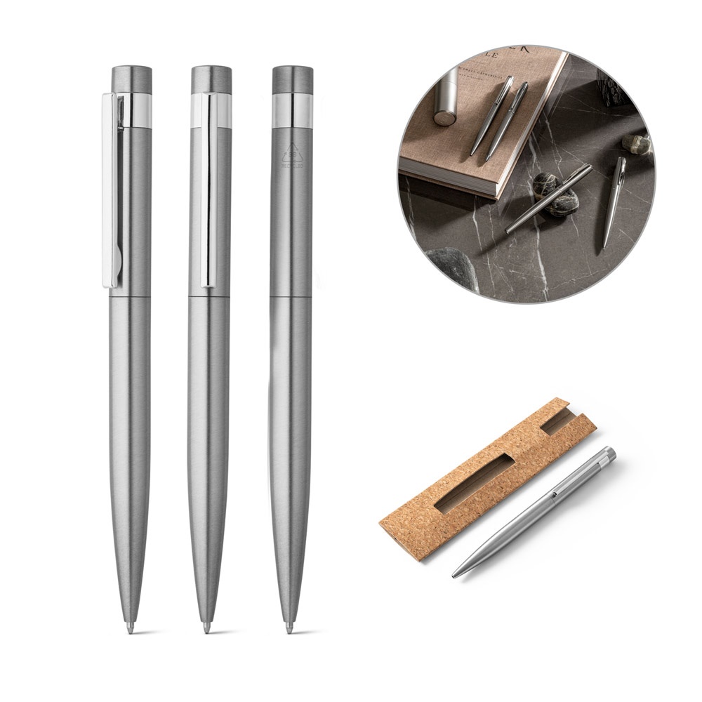 Stylo à bille avec corps en acier inoxydable (53% rSS) et clip