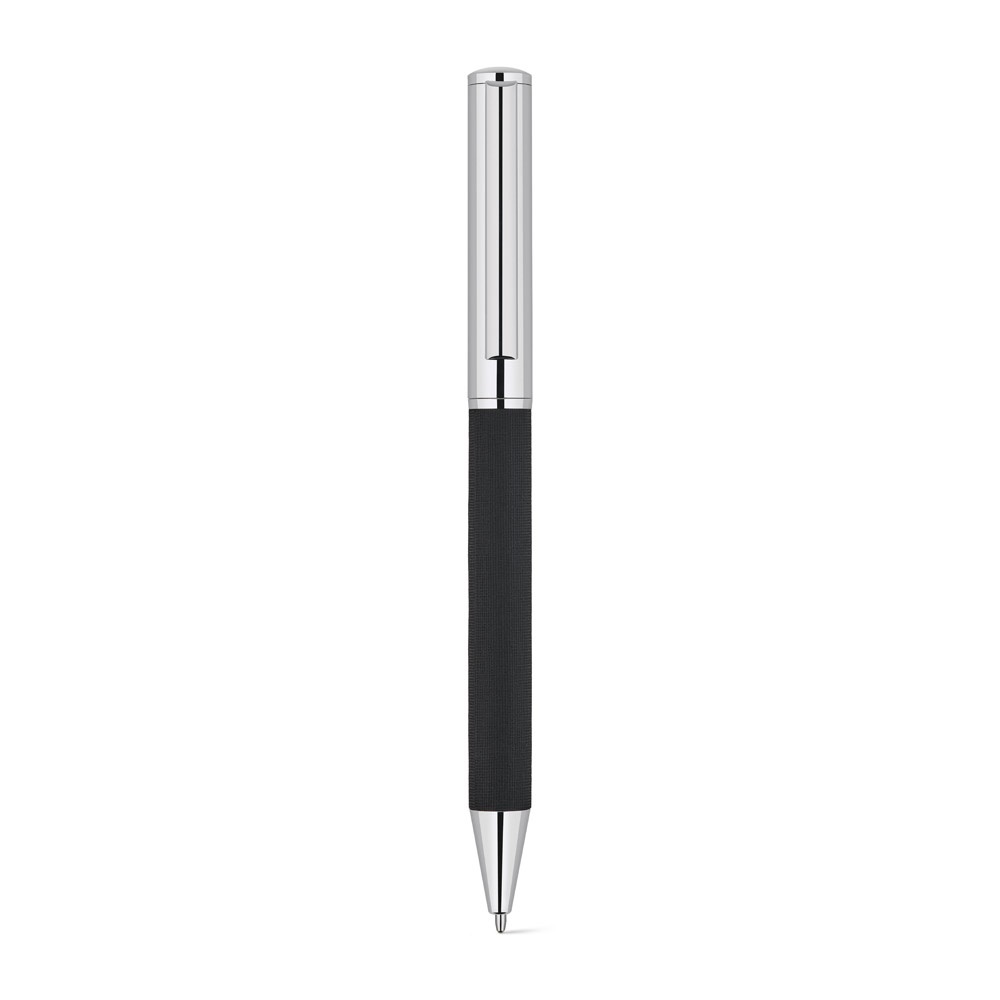 Stylo à bille documentaire en acier inoxydable avec une finition brillante et une encre noire