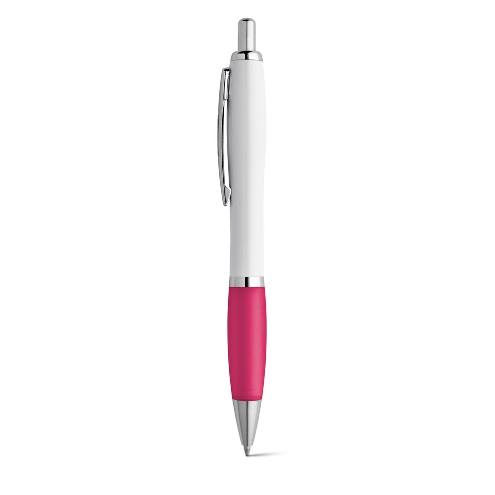 Stylo à bille en ABS blanc avec clip en métal