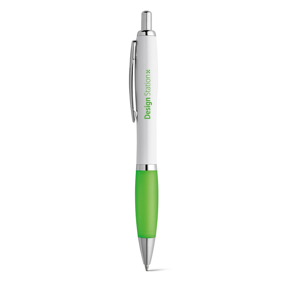 Stylo à bille en ABS blanc avec clip en métal