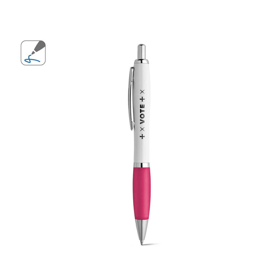 Stylo à bille en ABS blanc avec clip en métal