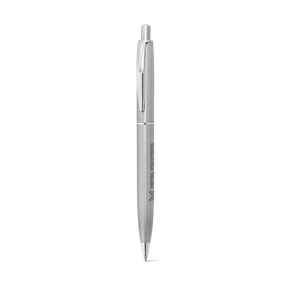 Stylo à bille en acier inoxydable (53 % recyclé), avec corps brillant