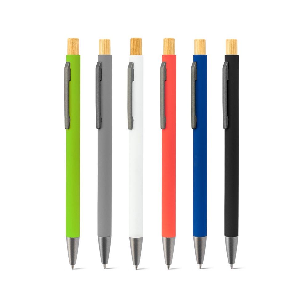 Stylo à bille en aluminium recyclé (100 % rAL), avec finition en caoutchouc