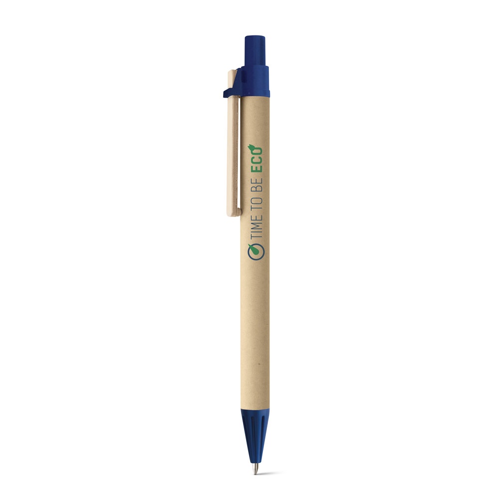 Stylo à bille en papier kraft et clip en bois