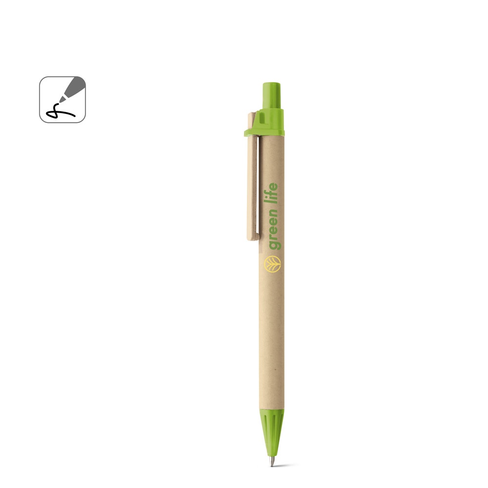 Stylo à bille en papier kraft et clip en bois