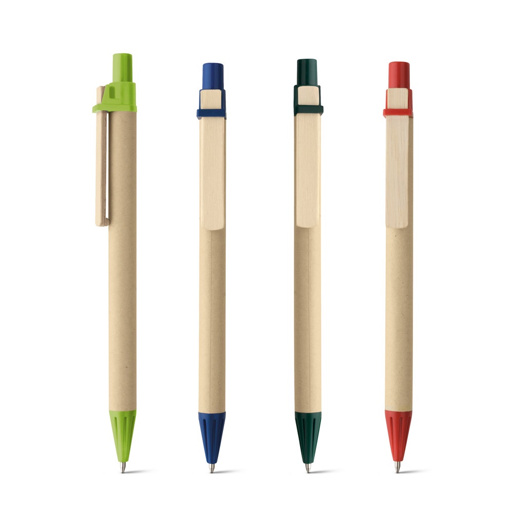 Stylo à bille en papier kraft et clip en bois