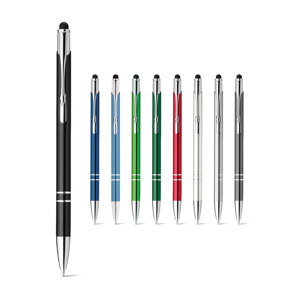 Stylo en aluminium avec pointe tactile et clip