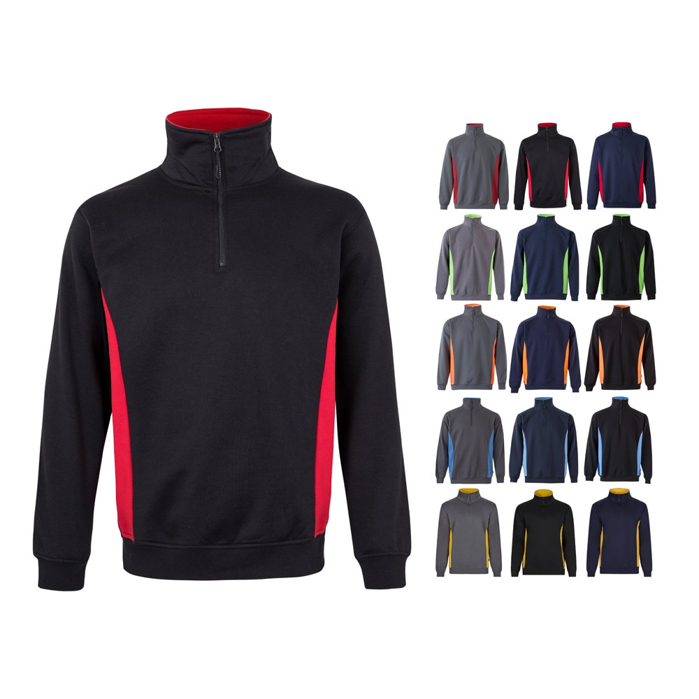 Sweat bicolore en éponge (260g/m²), en polyester (65%) et coton (35%)