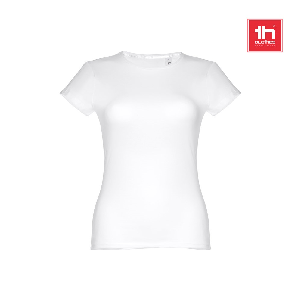 T-shirt femme en coton ceinturé. Couleur blanche