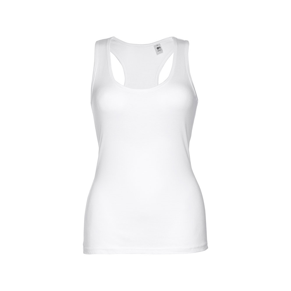 T-shirt sans manches en coton pour femme. Couleur blanche