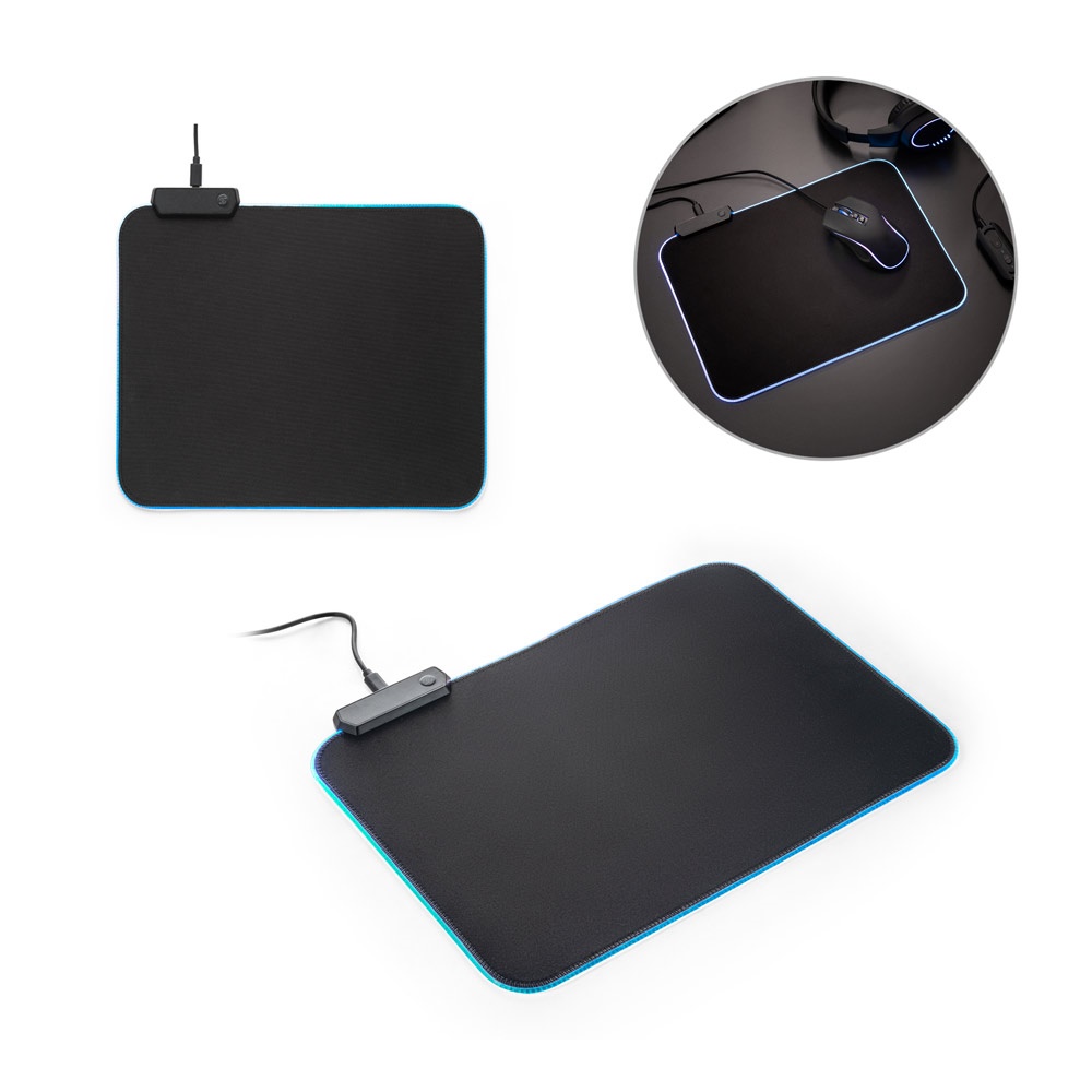 Tapis de souris gaming avec lumières LED RGB en polyester