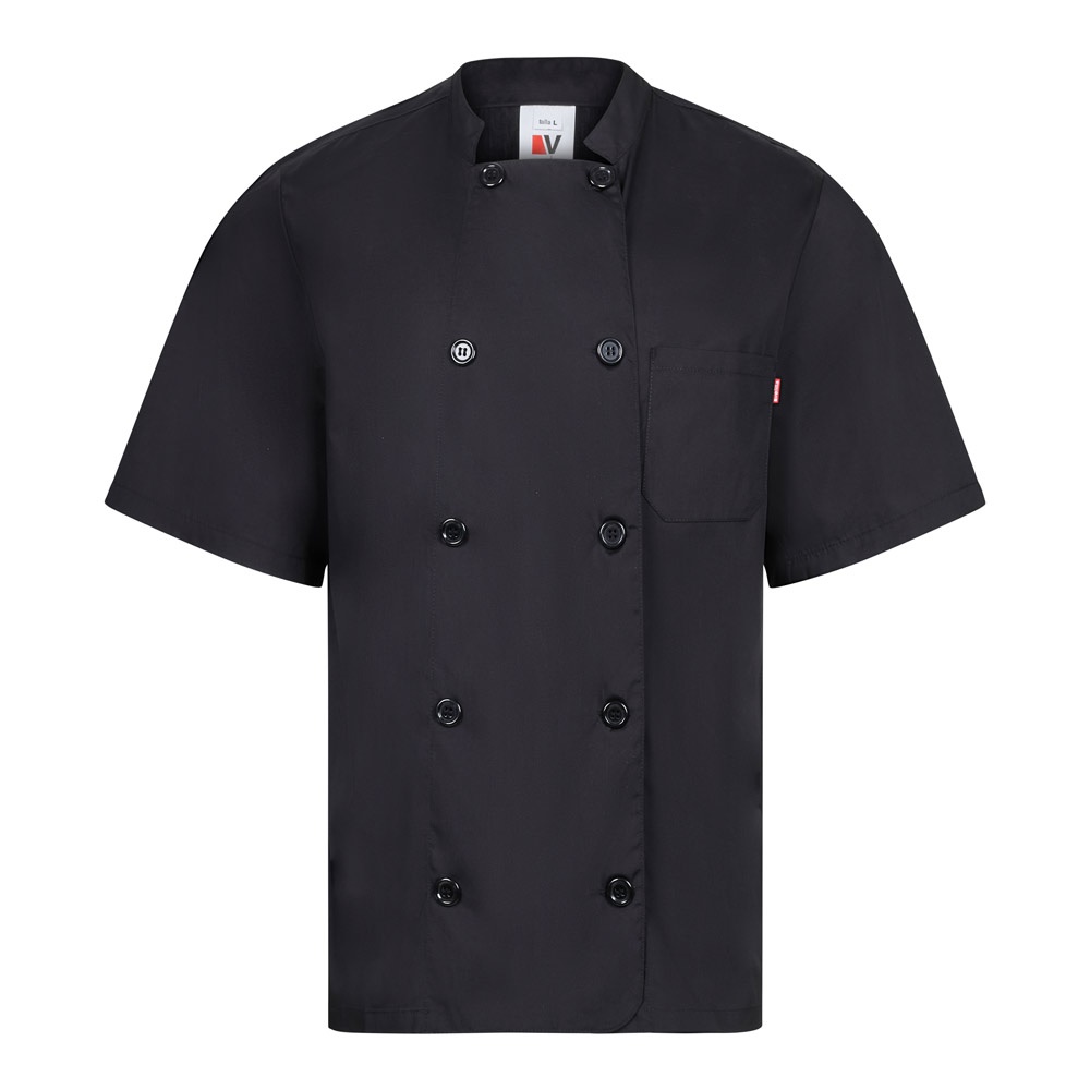 Veste de cuisine à manches courtes en popeline (110g/m²), en coton (35%) et polyester (65%)