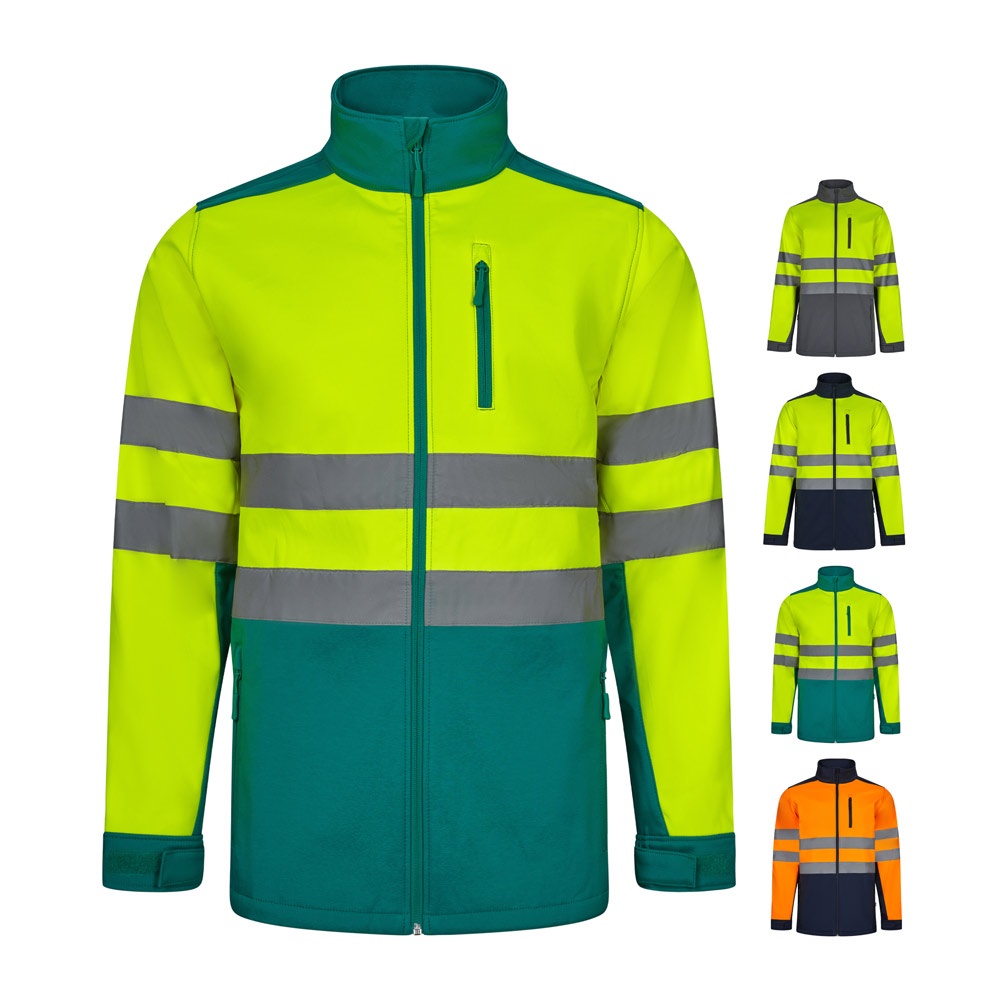 Veste soft shell bicolore (280g/m²), doublée polaire et membrane TPU, en polyester (96%) et élasthanne (4%)
