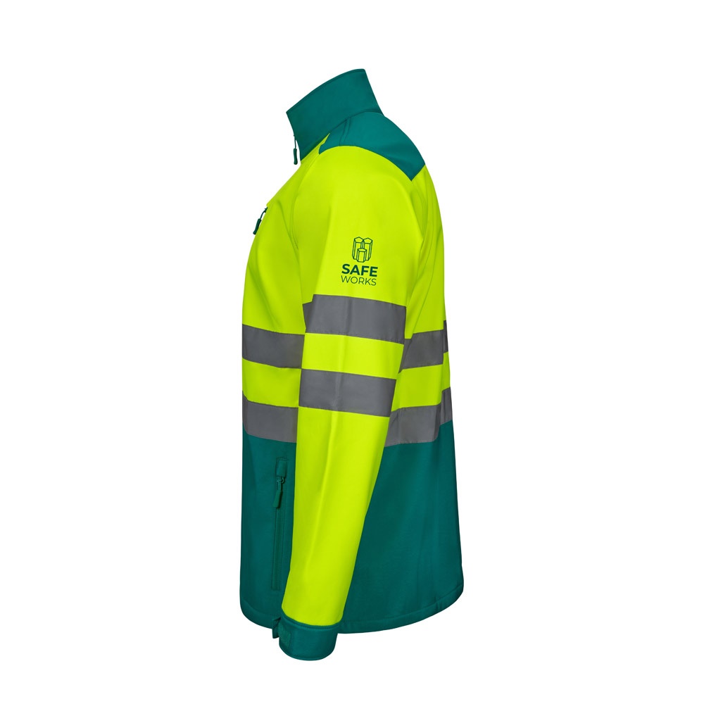 Veste soft shell bicolore (280g/m²), en polyester (96%) et élasthanne (4%)